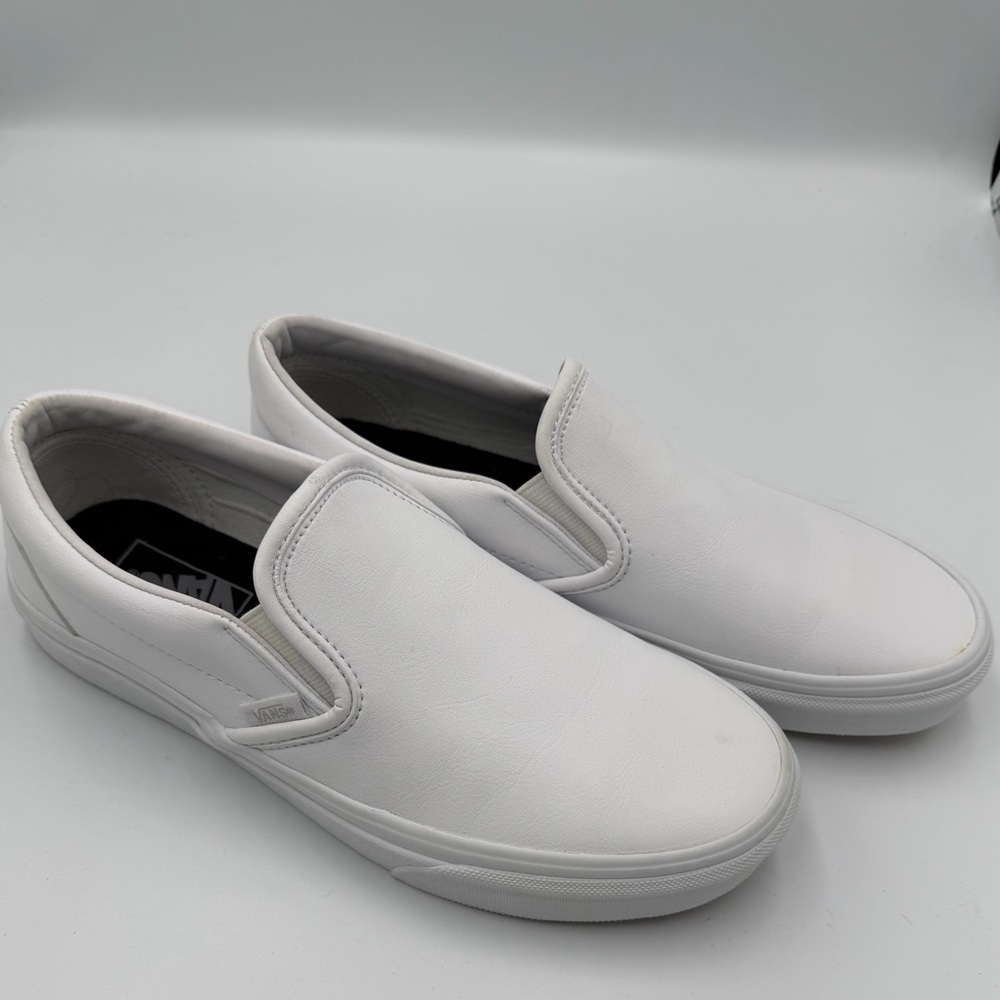 Vans Leather White Slip-On Sneakers